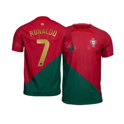 熱銷 卡塔爾世界杯葡萄牙主場7號C羅11號B費男女兒童足球服套裝 可開發票