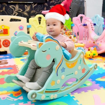 熱賣中 兒童搖馬寶寶座椅兩用搖搖馬搖椅帶音樂塑料玩具小木馬周歲禮物