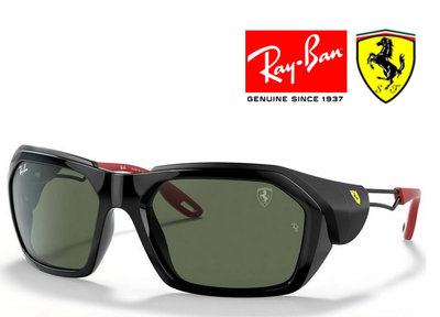 【原廠公司貨】Ray Ban 雷朋 限量法拉利聯名款 包覆設計太陽眼鏡 RB4367M F650/71 黑框墨綠鏡片