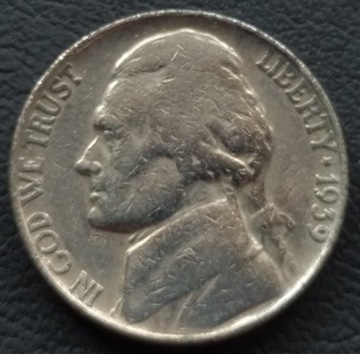 美國   傑佛遜    5分   1939   鎳幣       280-932