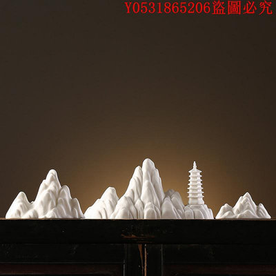 佛藝館 創意雪山小假山擺件微景觀魚缸造景客廳書房樣板房桌面裝飾工藝品 QC