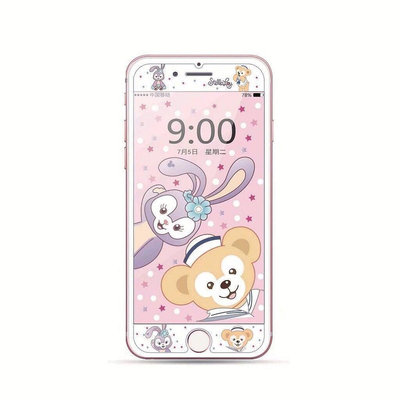 熱銷 卡通 可愛 透明 kikilala 雙子星 iPhone7/8 plus鋼化玻璃貼膜 手機螢幕保護貼膜 6splu