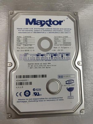 Maxtor 4D040H2 (D540X-4D) 40GB 5400 RPM IDE 3.5吋硬碟 "現貨