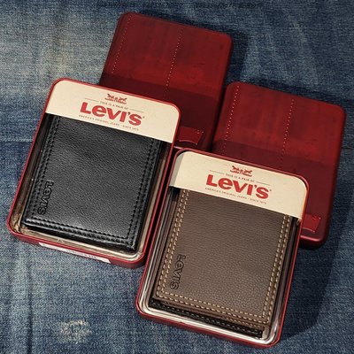 美國正品 Levis真皮錢包男士復古時尚潮牌短款皮夾原裝禮盒