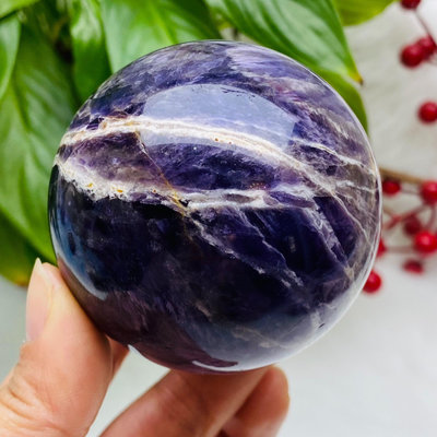 M34天然紫水晶球擺夢幻紫色水晶居家飾品，原石打磨，隨手一拍 水晶 擺件 原石【天下奇物】770