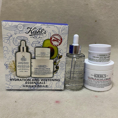 KIEHL’S 契爾氏保濕亮白三件套 內含：精華100ml 高保濕面霜125ml 牛油果眼霜28g