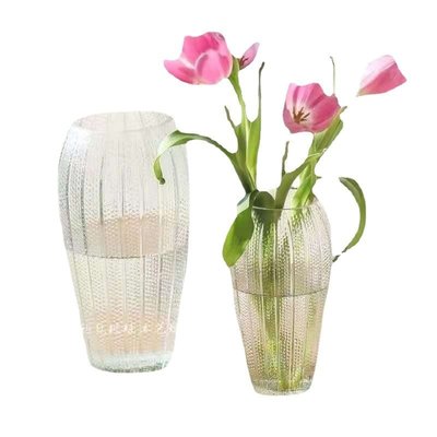 漫友擺件 歐式大口鮮花水培桌面玻璃花瓶透明簡約干花玫瑰插花客廳擺件