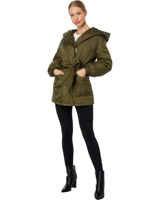 MICHAEL Michael Kors  Belted Quilt with Hood Jacket