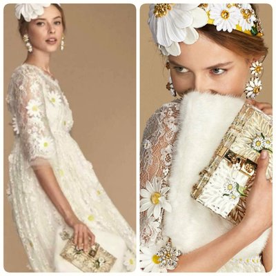 Dolce &amp; Gabbana 小雛菊蕾絲洋裝連身裙