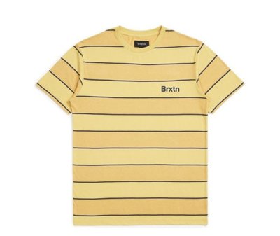 全新 現貨M Brixton stripe knit 條紋 短tee 復古 騎士 滑板 衝浪 復古黃