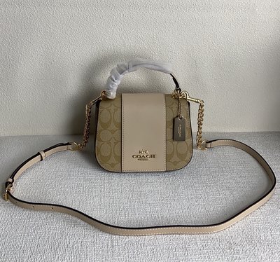 DanDan代購 COACH CM195 Lysa系列復古摩登小手提包 肩背斜跨包 翻蓋包 溫柔配色經典時尚耐看不過時