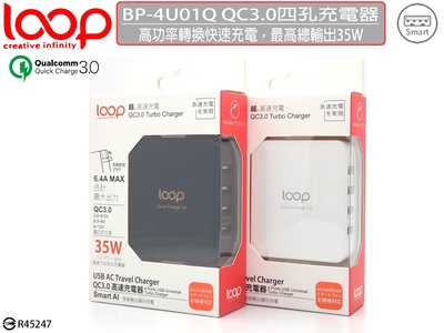【促銷價中】LOOP QC3.0 35W極速充電快速充電智慧型充電器 安全保護 BP-4U01Q四孔萬用充電器