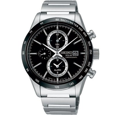 SEIKO SPIRIT 太陽能兩地時間計時腕錶(SBPY119J )-黑/40mmV172-0AP0A