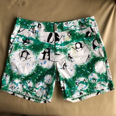[品味人生2]保證全新正品 Vilebrequin 綠色 企鵝圖形 海灘褲 休閒短褲 size XL