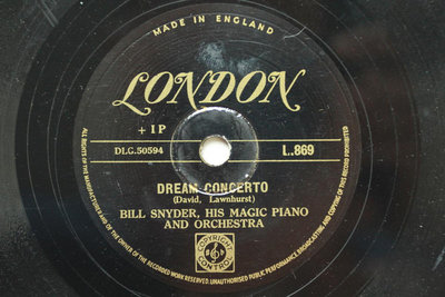 Bill Snyder《Dream Concerto 》 78轉 10吋 蟲膠唱片