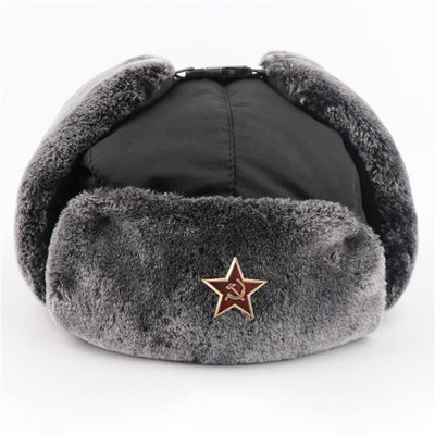 戶外騎行蘇聯CCCP徽章雷鋒帽防風保暖護耳帽男女俄羅斯保暖帽子。