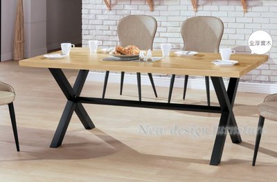【N D Furniture】台南在地家具-工業風造型黑砂鐵腳實木桌面木紋原色150cm餐桌/5尺餐桌WB