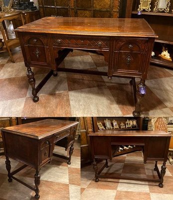 #120583 購於英國百年古董手工雕刻實木書桌『橡木』