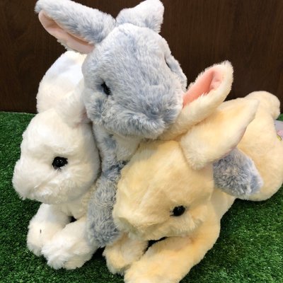 【誠誠小舖】日本進口 正版 動物 SUNLEMON 兔 兔子 灰色 灰藍色 黃色 白色 擬真 趴姿 絨毛 玩偶 娃娃