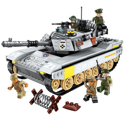 玩具 啟蒙軍事系列拼裝積木裝甲車男孩生日禮物霸王坦克1721