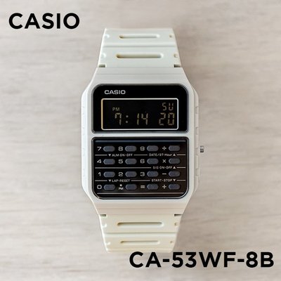 【金台鐘錶】CASIO 卡西歐 復古計算機電子錶 (黑色的反轉液晶) (米白X黑) CA-53WF-8B