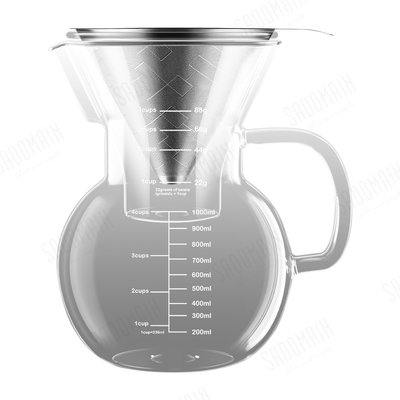 🌟附發票🌟仙德曼SADOMAIN 八杯濾泡壺組 CF1002 手沖咖啡 玻璃咖啡組 不鏽鋼濾杯 濾泡 咖啡器具