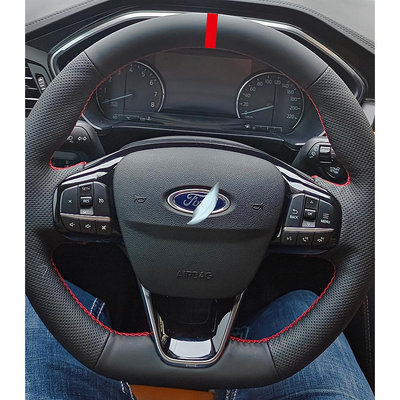 適用於  Ford Fiesta Focus Kuga Hatchback Focus ST方向盤套手縫全包原車皮套增強