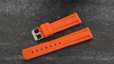 24mm橘色矽膠錶帶silicone strap高質感替代小沛雙凹溝紋panerai seiko tuna