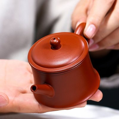 熱銷 宜興紫砂壺趙莊朱泥100cc小品壺特價名家手工茶壺茶具 可開發票