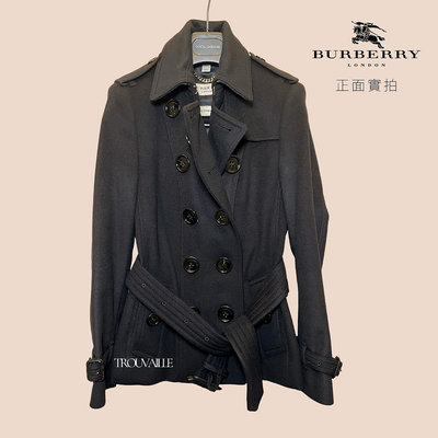 Burberry經典黑色羊毛大衣風衣34號/0號 近全新 專櫃正品
