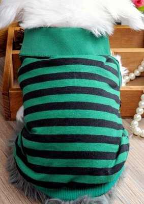 寵物衣服 黑綠條紋polo衫