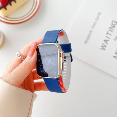 雙色馬卡龍矽膠錶帶 適用於 Apple Watch S8/Ultra/7/6/se2/4 蘋果智能手錶配件