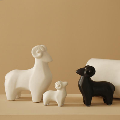 佛藝館 北歐陶瓷小羊擺件可愛三羊開泰擺設家居生肖羊裝飾品動物擺飾 wx
