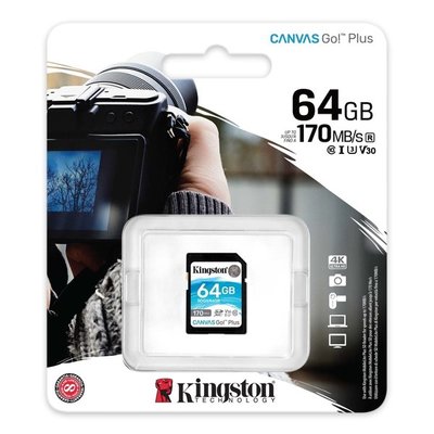 金士頓 Kingston Canvas Go! Plus SDXC-64GB 170MB/s U3 V30 高速記憶卡