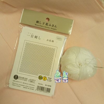 【HM】刺子繡-Olympus花布一目刺H1076花園白色布（Olympus刺子繡布）