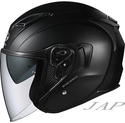 《JAP》OGK KABUTO EXCEED 素色 消光黑 3/4罩 安全帽 內置墨片 半罩 📌折價200元