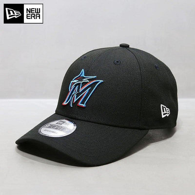 熱款直購#NewEra帽子韓國代購MLB棒球帽A球隊款邁阿密馬林魚隊鴨舌帽潮黑色