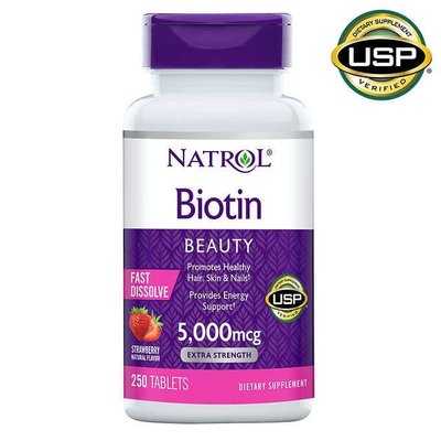Natrol Biotin 生物素 5000 mcg  250錠 速溶片  效期 : 2025/01/31