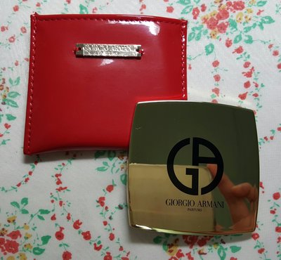 【巴黎淑女】 Giorgio Armani GA 亞曼尼 金色巧妝鏡質感不錯 附紅色收納包 紙盒 手拿鏡/隨身鏡/補妝鏡