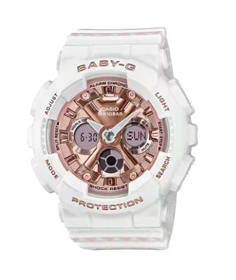 【台南 時代鐘錶 CASIO】卡西歐 Baby-G 活力學院風 菱格紋 百米防水電子錶 雙顯運動錶 BA-130SP-7
