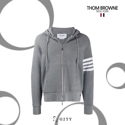 [G2TY] Thom Browne |  waffle stitch hoodie華夫格 棉圈針織外套 灰色 四槓 連帽