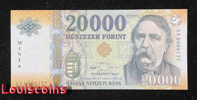 【Louis Coins】B1854-HUNGARY-2015匈牙利紙幣,20.000 Forint樣鈔