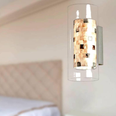 設計師風格 G4 吸壁兩用款 北歐地中海情境燈 透明玻+貝殼玻璃 吸頂燈 壁燈可直立或橫放