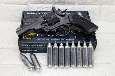 [01] WG Webley MK6 英國折輪 CO2槍 4吋 警用版 舊黑 + CO2小鋼瓶 ( 左輪槍BB槍玩具槍