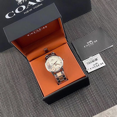 DanDan代購 COACH 蔻馳女士石英腕錶 手錶 舒適陶瓷材質搭配不規則立體茶花紋 簡約精緻優雅百搭 復購證