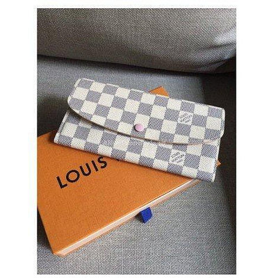 Louis Vuitton LV N41625 Emilie 白色棋盤格 釦式長夾 錢包 粉色內襯 有現貨
