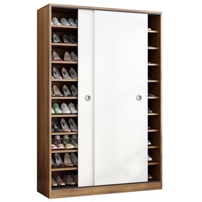 鞋柜家用門口大容量簡約高立式推拉門陽臺收納柜門外實木鞋架