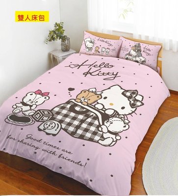 ♥小花花日本精品♥Hello Kitty 雙人床包 雙人寢具 雙人涼被 一起去旅行 ~ 3