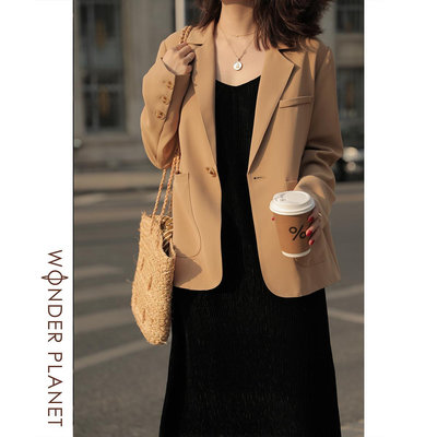 W PLANET22FW小西裝外套女春季新款法式奶茶色顯瘦小個子外套