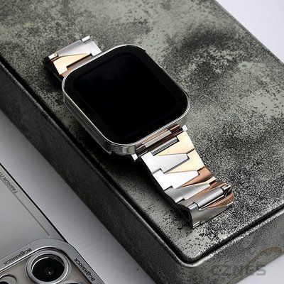 Apple watch錶帶 不鏽鋼錶帶 電鍍軟殼 不鏽鋼設計錶帶 iWatch8 S7 6代/SE 44mm 45mm